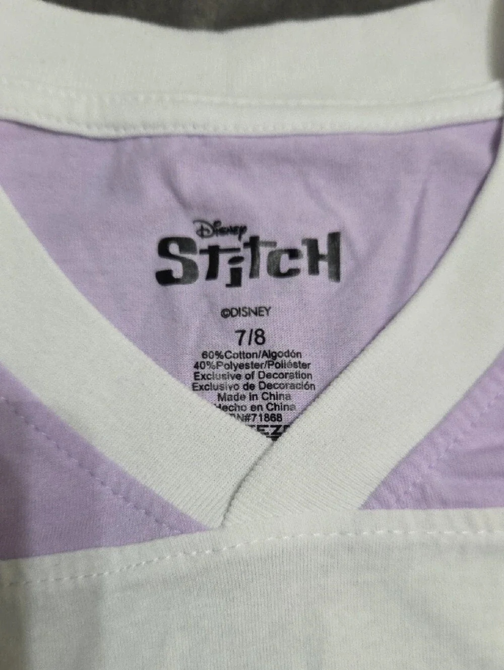 Disney Lavender and White Stitch Two-Piece Pajama Set